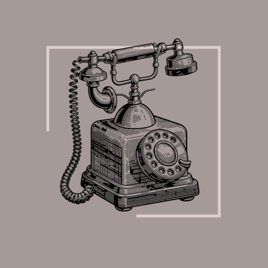 stregtegning af gammeldags telefon