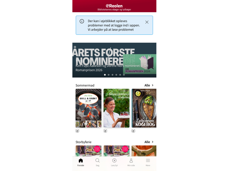 Screenshot af servicemeddelelse fra eReolen